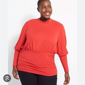 Lane Bryant Long Sleeve Mockneck Fashion Knit Top With Sheering 26/28